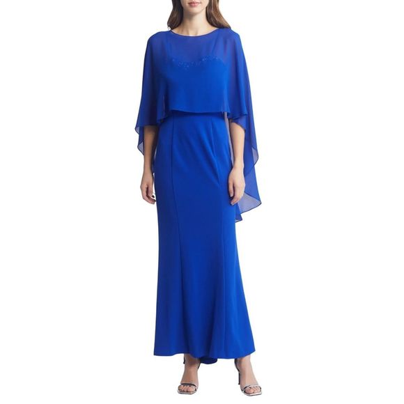 Marina Blue Embroidered Gown